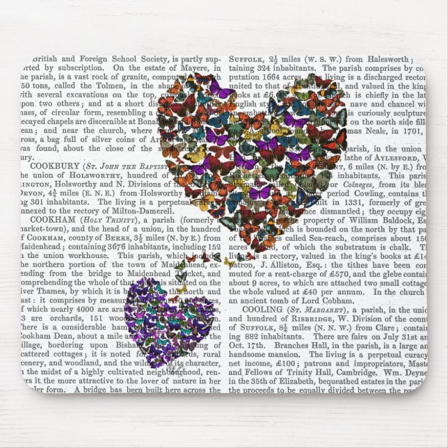 Alfombrilla De Ratón Dos corazones de mariposa (Frente)