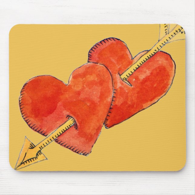 Alfombrilla De Ratón Dos corazones - flecha 2011 (Frente)