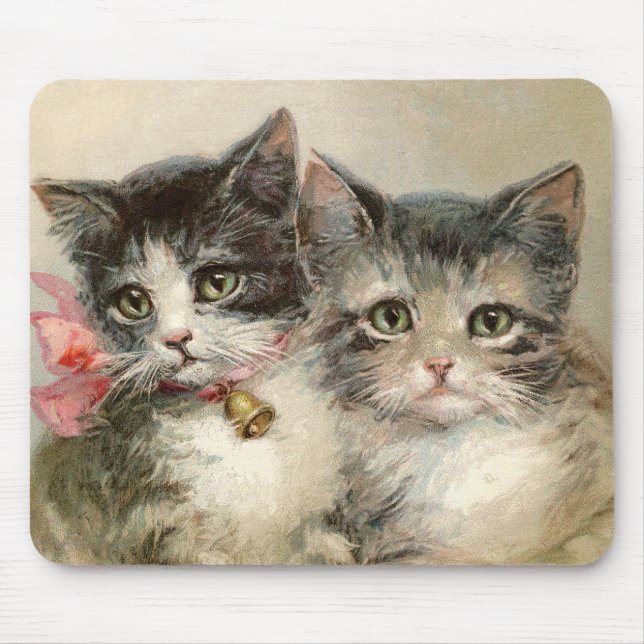 Alfombrilla De Ratón Dos encantadores gatitos victorianos. (Frente)
