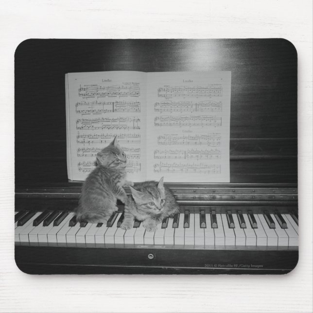 Alfombrilla De Ratón Dos gatitos que se sientan en el teclado de piano (Frente)