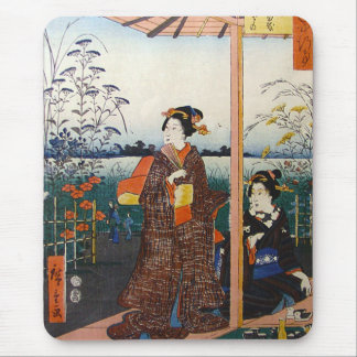 Alfombrilla De Ratón Dos geishas Woodblock tradicional japonés Ukiyo-E