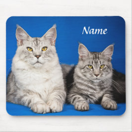 Alfombrilla De Ratón Dos grandes gatos de café Blue Mousepad