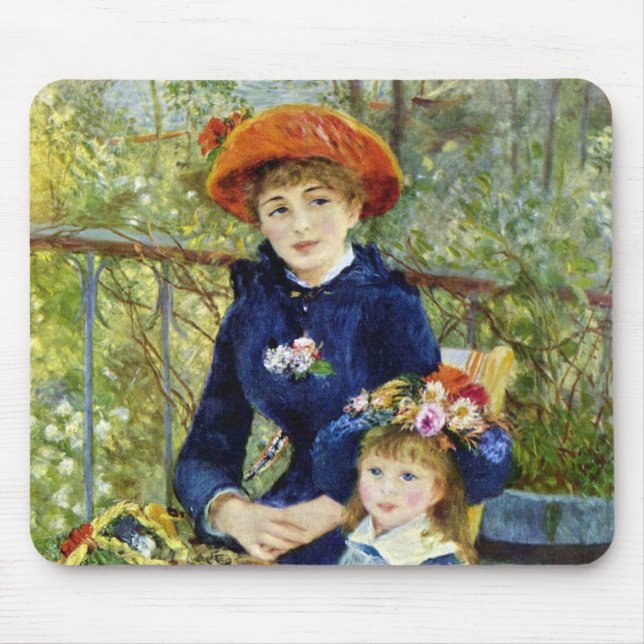 Alfombrilla De Ratón Dos hermanas (en la terraza) de Pierre Renoir (Frente)