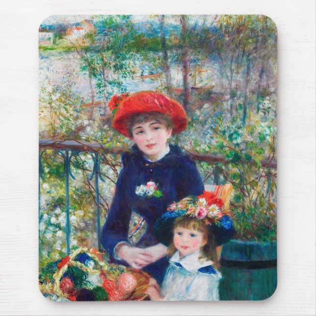 Alfombrilla De Ratón Dos hermanas - Pintura impresionista de Renoir 188 (Frente)