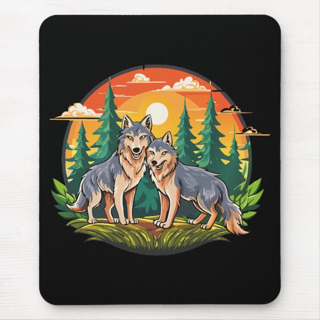 Alfombrilla De Ratón Dos lobos (Frente)