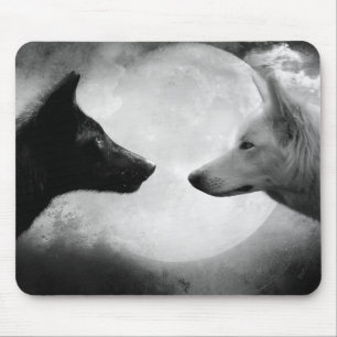 Alfombrilla De Ratón Dos lobos enfrentándose