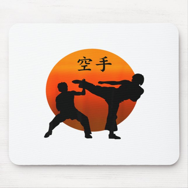Alfombrilla De Ratón Dos luchadores de karate con sol naciente y karate (Frente)