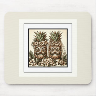 Alfombrilla De Ratón Dos novios gay piña tiki cabeza boda retro