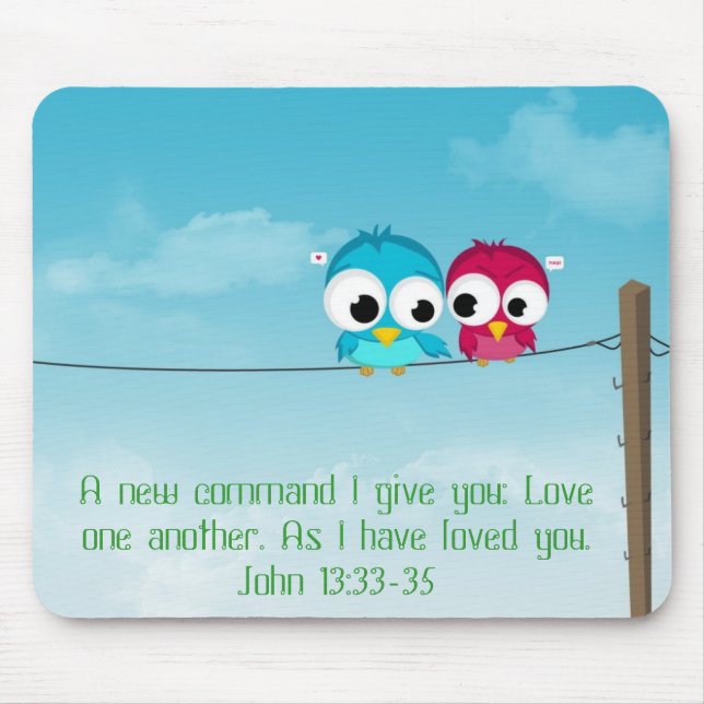 Alfombrilla De Ratón Dos pájaros en un alambre (Frente)