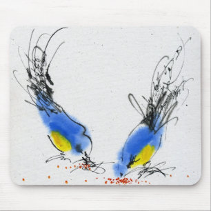 Alfombrilla De Ratón Dos pequeños titmouses que picotean el grano.