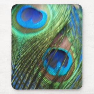 Alfombrilla De Ratón Dos plumas azules Mousepad del pavo real