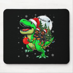 Alfombrilla De Ratón Dos rotuladores navideños que viajan en reno T-rex