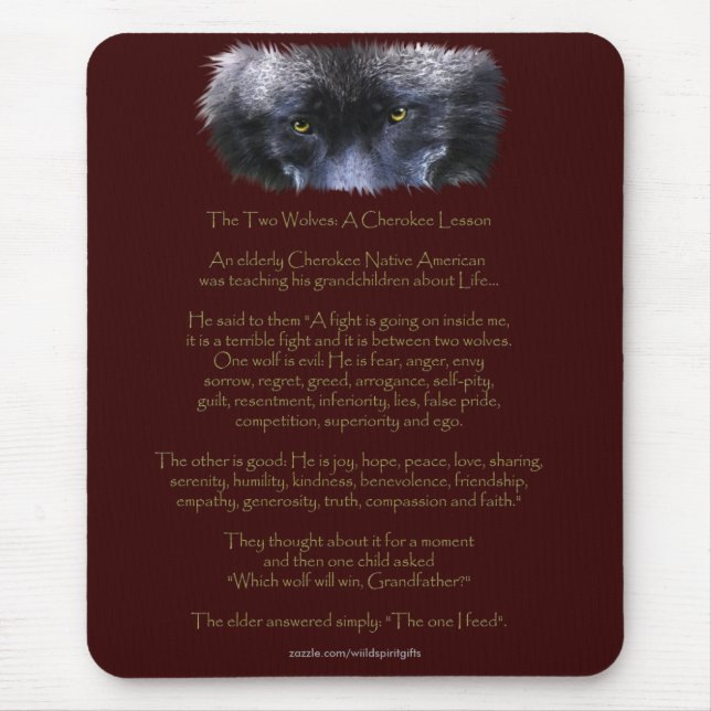 Alfombrilla De Ratón DOS WOLVES CHEROKEE TALE Art Mousepad (Frente)