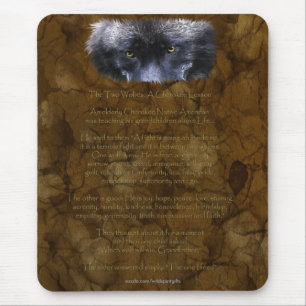 Alfombrilla De Ratón DOS WOLVES CHEROKEE TALE Nativo Estadounidense