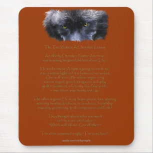Alfombrilla De Ratón DOS WOLVES CHEROKEE TALE Nativo Estadounidense