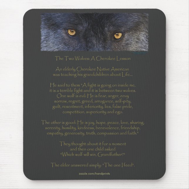 Alfombrilla De Ratón Dos Wolves Cherokee Wisdom Tale Mousepad (Frente)
