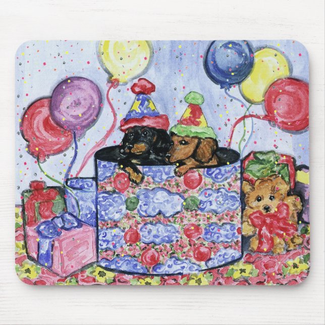 Alfombrilla De Ratón Doxies Birthday Mousepad (Frente)