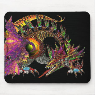 ALFOMBRILLA DE RATÓN DRAGO / DRAGÓN DE ORO FANTASÍA EN PURPÓN Y NEGRO