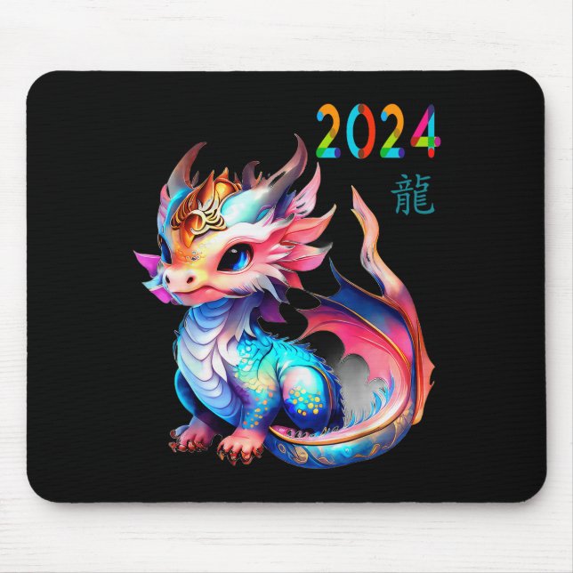 Alfombrilla De Ratón Dragon 2024 Year Of The Dragon Happy Lunar New Yea (Frente)