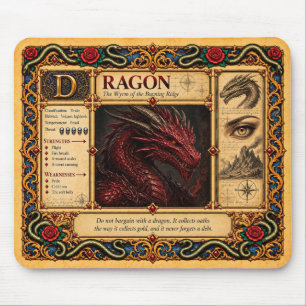 Alfombrilla De Ratón Dragón, Arte de Bestiario Medieval