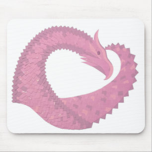 Alfombrilla De Ratón Dragón blanco del corazón rosado