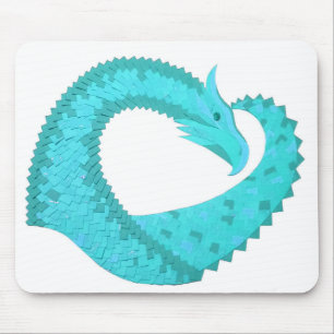 Alfombrilla De Ratón Dragón cardíaco verdigris sobre blanco