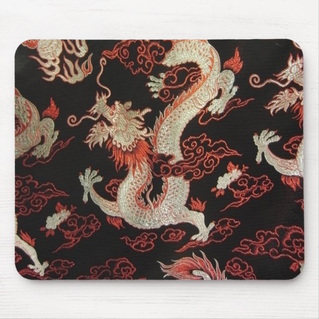 Alfombrilla De Ratón Dragón chino plateado (Frente)