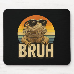 Alfombrilla De Ratón Dragón con barba Retro Bruh Funny Vintage Lizard