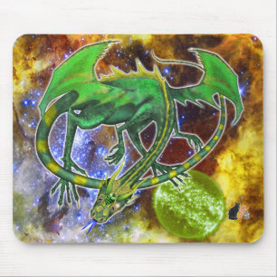 Alfombrilla De Ratón Dragón cósmico de Esmeralda