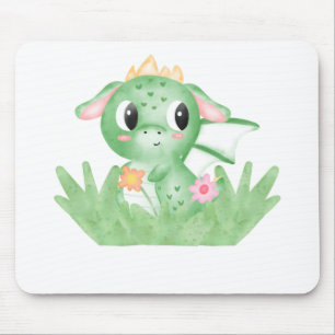 Alfombrilla De Ratón Dragón de bebé lindo acuarela