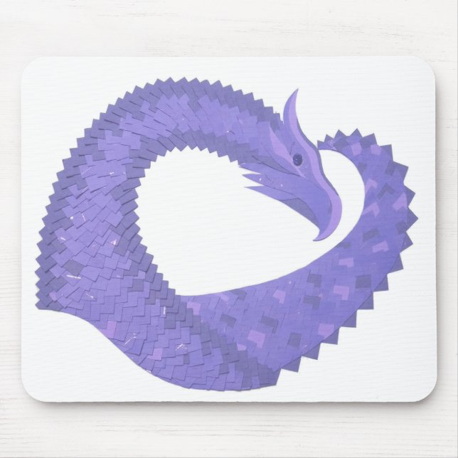 Alfombrilla De Ratón dragón de corazón azul claro sobre blanco (Frente)