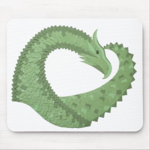 Alfombrilla De Ratón Dragón de corazón verde oliva en blanco