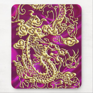 Alfombrilla De Ratón Dragón de oro Grabado en relieve sobre satén magen
