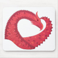 Dragón del corazón rojo en blanco