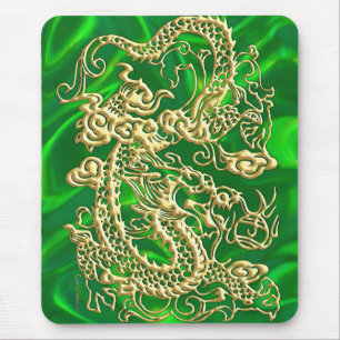 Alfombrilla De Ratón Dragón Dorado Repujado sobre Estampado Texturizado