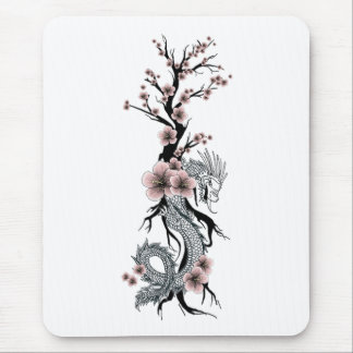 Alfombrilla De Ratón Dragón floral japonés Mousepad