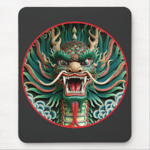 Alfombrilla De Ratón Dragón japonés y tradiciones budistas-sintoístas