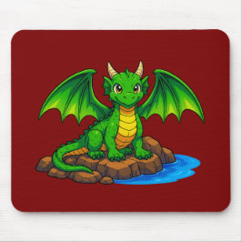 Alfombrilla De Ratón Dragón mágico sentado sobre las rocas