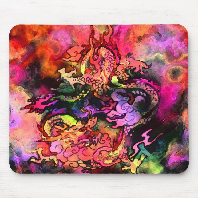 Alfombrilla De Ratón Dragón Mousepad #2 de la acuarela (Frente)