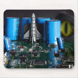 Alfombrilla De Ratón Dragón observando el lanzamiento del transbordador