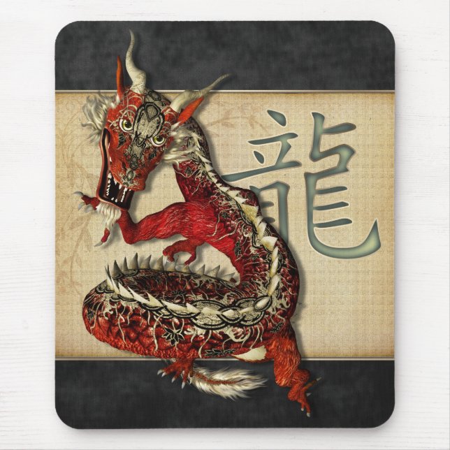 Alfombrilla De Ratón Dragón rojo chino Mousepad (Frente)