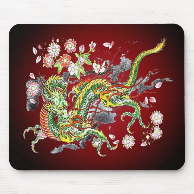 Alfombrilla De Ratón Dragón verde Mousepad (Frente)