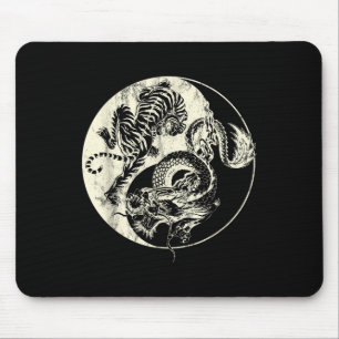 Alfombrilla De Ratón ¡Dragón Vs Tatuaje Tigre! Yin Y Yang Beast Fight