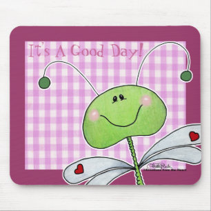 Alfombrilla De Ratón Dragon vuela en Pink Gingham