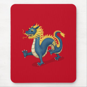 Alfombrilla De Ratón Dragón zodiaco chino Rótulo de astrología rojo