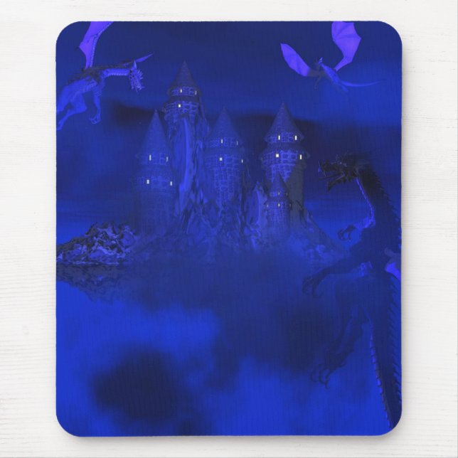 Alfombrilla De Ratón Dragoncats Blue Mist Dragon Fantasy Mousepad (Frente)