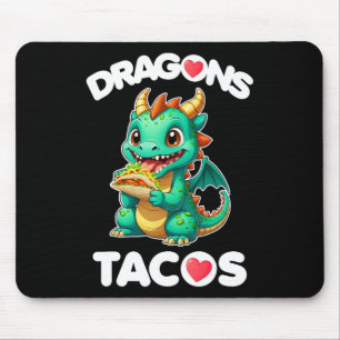 Alfombrilla De Ratón Dragones aman los tacos cute cinco de maya comida 