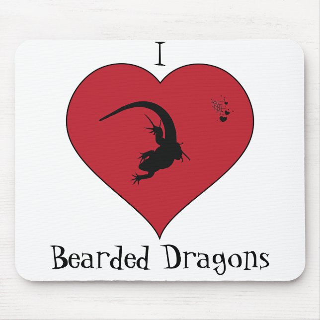 Alfombrilla De Ratón Dragones barbudos I <3 (Frente)