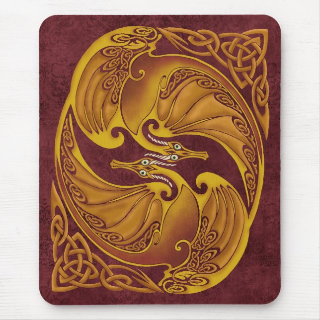 Alfombrilla De Ratón Dragones célticos ornamentales (Frente)
