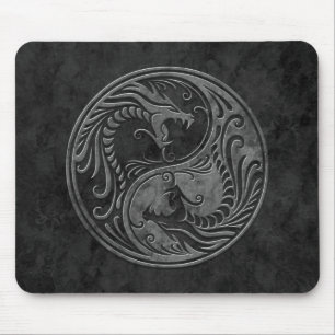 Alfombrilla De Ratón Dragones de piedra de Yin Yang